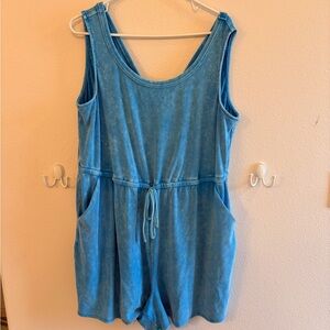 torrid Blue Terry Romper with Drawstring